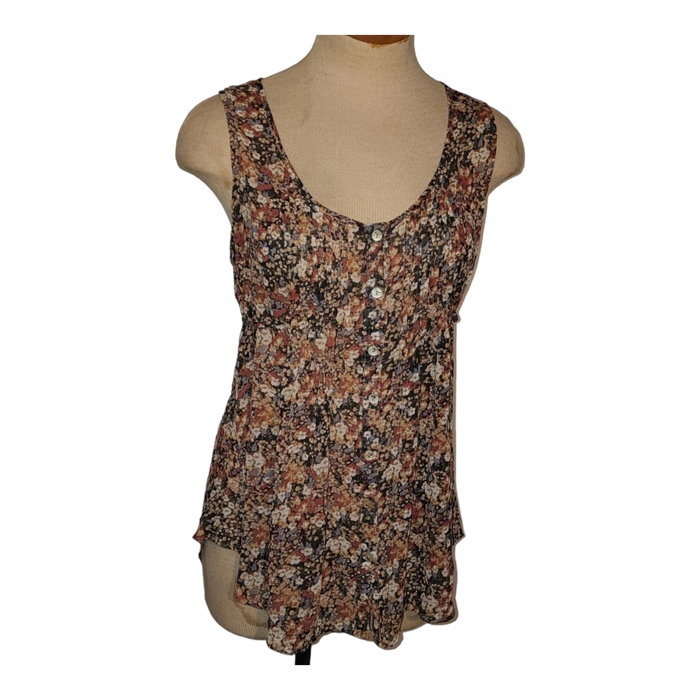 American Rag Floral Scoop Neck Tank Top in Black, Brown, Cream